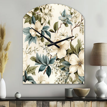 Vintage Flora - Asymmetric Metal Wall Clock